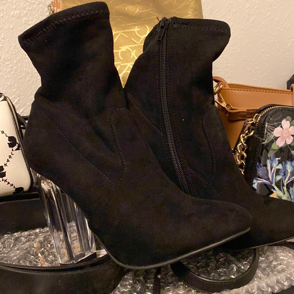 Black suede booties